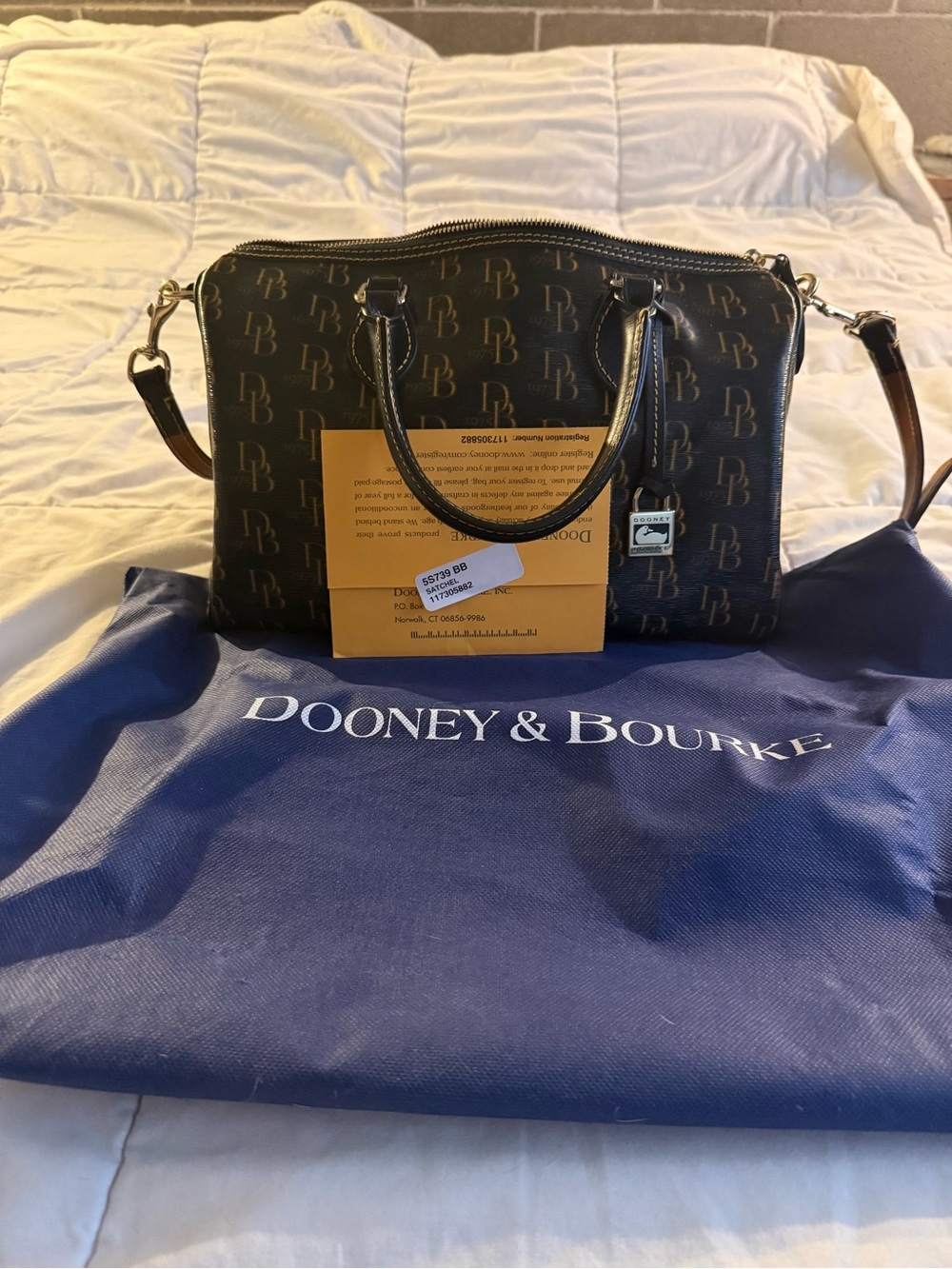 Dooney & Bourke 1975 Signature Satchel & Matching Wallet Set - Black/Brown